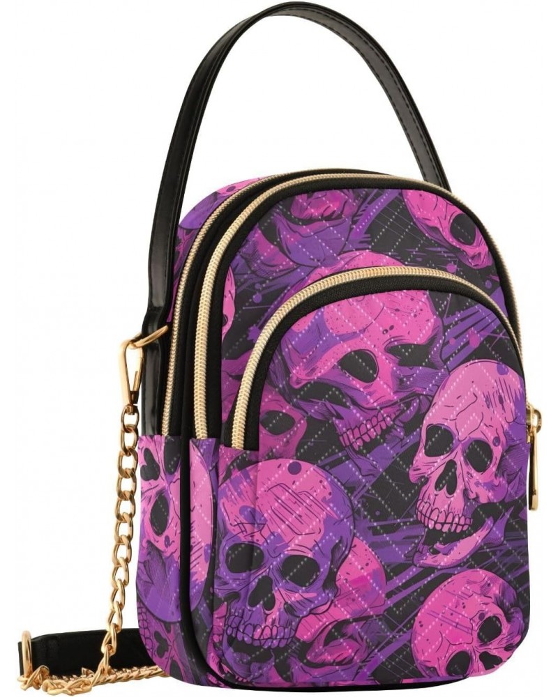 Colorful Purple Skulls Small Crossbody Bags for Women Cell Phone Shoulder Purse Handbags Wallet 21214844 $12.88 Crossbody Bags