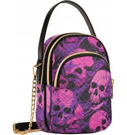 Colorful Purple Skulls Small Crossbody Bags for Women Cell Phone Shoulder Purse Handbags Wallet 21214844 $12.88 Crossbody Bags