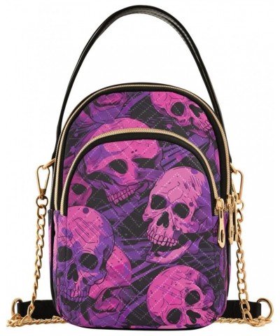 Colorful Purple Skulls Small Crossbody Bags for Women Cell Phone Shoulder Purse Handbags Wallet 21214844 $12.88 Crossbody Bags