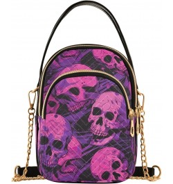 Colorful Purple Skulls Small Crossbody Bags for Women Cell Phone Shoulder Purse Handbags Wallet 21214844 $12.88 Crossbody Bags