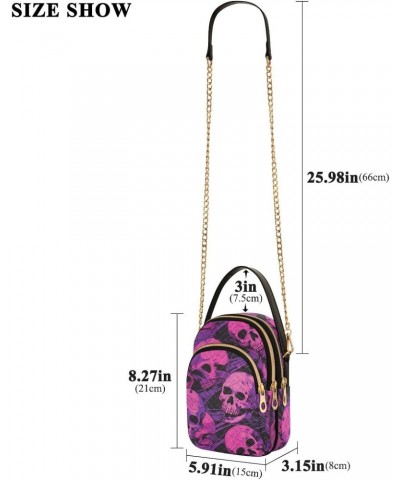 Colorful Purple Skulls Small Crossbody Bags for Women Cell Phone Shoulder Purse Handbags Wallet 21214844 $12.88 Crossbody Bags