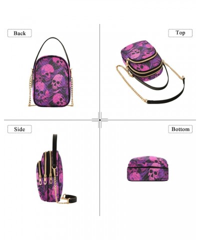 Colorful Purple Skulls Small Crossbody Bags for Women Cell Phone Shoulder Purse Handbags Wallet 21214844 $12.88 Crossbody Bags