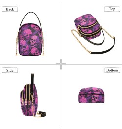 Colorful Purple Skulls Small Crossbody Bags for Women Cell Phone Shoulder Purse Handbags Wallet 21214844 $12.88 Crossbody Bags