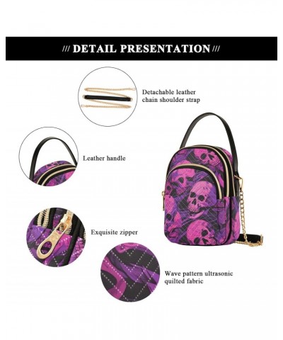 Colorful Purple Skulls Small Crossbody Bags for Women Cell Phone Shoulder Purse Handbags Wallet 21214844 $12.88 Crossbody Bags