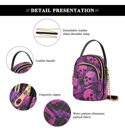 Colorful Purple Skulls Small Crossbody Bags for Women Cell Phone Shoulder Purse Handbags Wallet 21214844 $12.88 Crossbody Bags