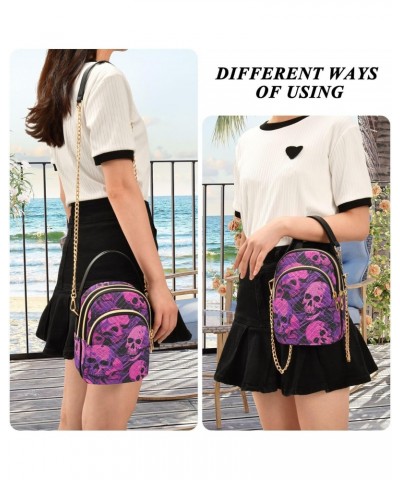 Colorful Purple Skulls Small Crossbody Bags for Women Cell Phone Shoulder Purse Handbags Wallet 21214844 $12.88 Crossbody Bags