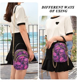 Colorful Purple Skulls Small Crossbody Bags for Women Cell Phone Shoulder Purse Handbags Wallet 21214844 $12.88 Crossbody Bags