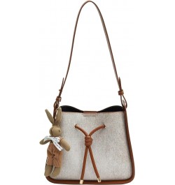 Oatmeal Bucket Bag - Versatile Single Shoulder Crossbody, Commuter Large Capacity Tote, Mother-Child Bag Brown $22.79 Totes