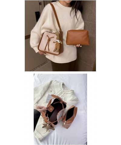 Oatmeal Bucket Bag - Versatile Single Shoulder Crossbody, Commuter Large Capacity Tote, Mother-Child Bag Brown $22.79 Totes