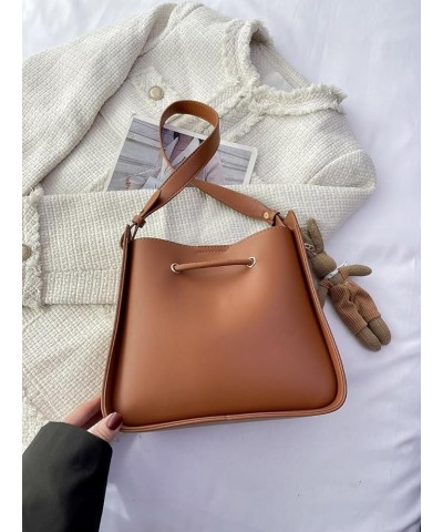 Oatmeal Bucket Bag - Versatile Single Shoulder Crossbody, Commuter Large Capacity Tote, Mother-Child Bag Brown $22.79 Totes