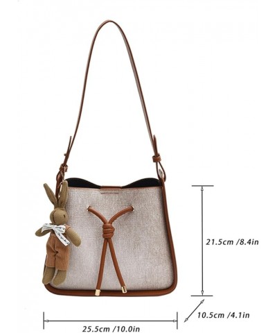 Oatmeal Bucket Bag - Versatile Single Shoulder Crossbody, Commuter Large Capacity Tote, Mother-Child Bag Brown $22.79 Totes