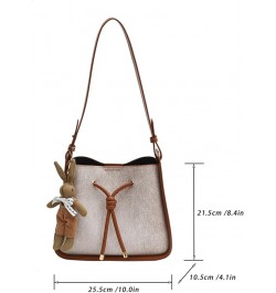 Oatmeal Bucket Bag - Versatile Single Shoulder Crossbody, Commuter Large Capacity Tote, Mother-Child Bag Brown $22.79 Totes