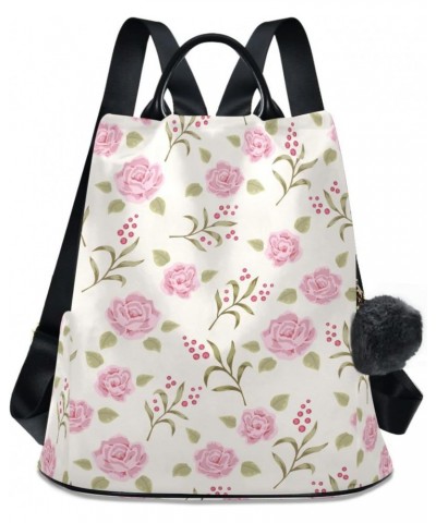 Pink Rose Backpack Purse for Women Anti Theft Fashion Back Pack Shoulder Bag $22.79 Backpacks