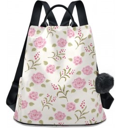 Pink Rose Backpack Purse for Women Anti Theft Fashion Back Pack Shoulder Bag $22.79 Backpacks