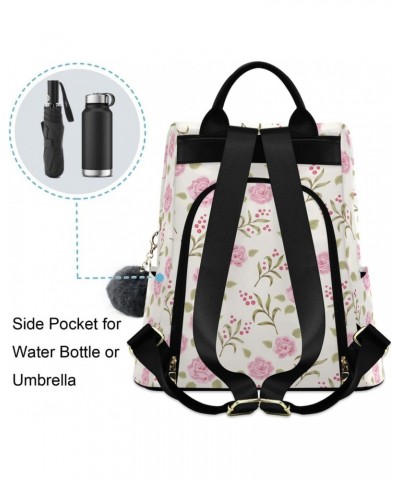 Pink Rose Backpack Purse for Women Anti Theft Fashion Back Pack Shoulder Bag $22.79 Backpacks