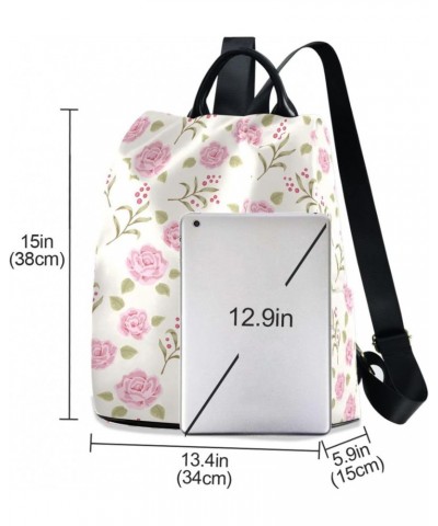 Pink Rose Backpack Purse for Women Anti Theft Fashion Back Pack Shoulder Bag $22.79 Backpacks