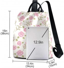 Pink Rose Backpack Purse for Women Anti Theft Fashion Back Pack Shoulder Bag $22.79 Backpacks