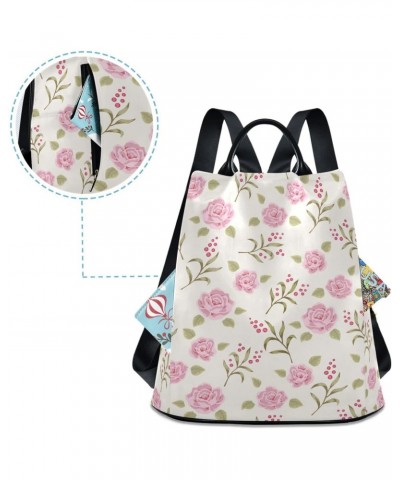 Pink Rose Backpack Purse for Women Anti Theft Fashion Back Pack Shoulder Bag $22.79 Backpacks