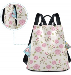 Pink Rose Backpack Purse for Women Anti Theft Fashion Back Pack Shoulder Bag $22.79 Backpacks