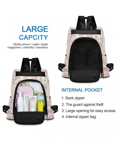 Pink Rose Backpack Purse for Women Anti Theft Fashion Back Pack Shoulder Bag $22.79 Backpacks