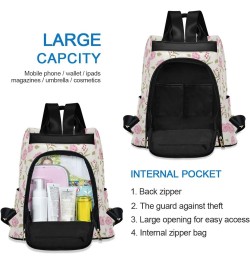 Pink Rose Backpack Purse for Women Anti Theft Fashion Back Pack Shoulder Bag $22.79 Backpacks