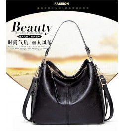 Women's Fashion Retro Soft Leather Large Capacity Zipper Shoulder Shopping Bag Black $29.20 Shoulder Bags