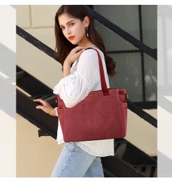 Canvas Tote Bags for Women Large Shoulder Bag Ladies Hobo Bag Multi Pocket Handbag Satchel Bag Purple $22.61 Satchels