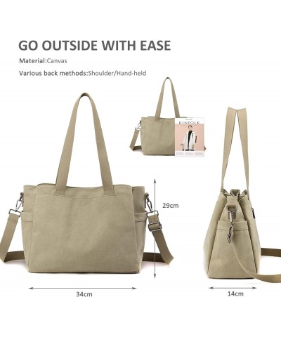 Canvas Tote Bags for Women Large Shoulder Bag Ladies Hobo Bag Multi Pocket Handbag Satchel Bag Purple $22.61 Satchels