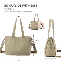 Canvas Tote Bags for Women Large Shoulder Bag Ladies Hobo Bag Multi Pocket Handbag Satchel Bag Purple $22.61 Satchels