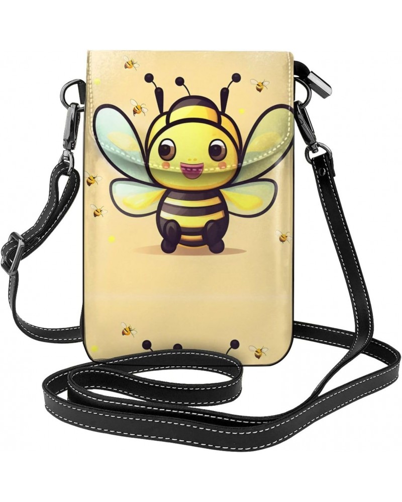 Yellow Bee Leather Cross Body Flip Phone Bag With Detachable Shoulder Straps, Used For Travel, Dating, Holiday Gifts $20.58 C...