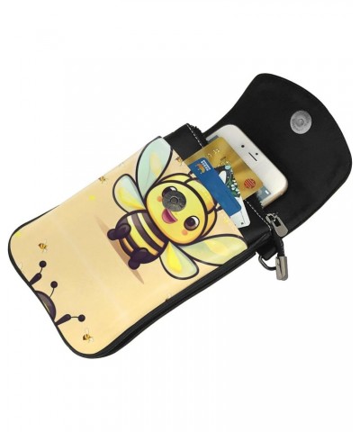 Yellow Bee Leather Cross Body Flip Phone Bag With Detachable Shoulder Straps, Used For Travel, Dating, Holiday Gifts $20.58 C...