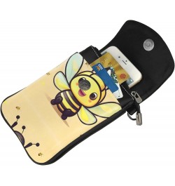 Yellow Bee Leather Cross Body Flip Phone Bag With Detachable Shoulder Straps, Used For Travel, Dating, Holiday Gifts $20.58 C...