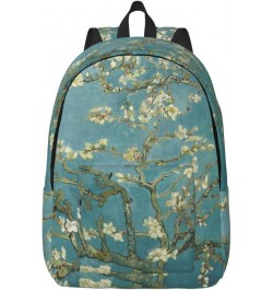 Almond Blossom Print Unisex Canvas Backpack Cute Backpack For Travel Sports Casual Aesthetic Backpack Black Small $21.11 Back...