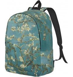 Almond Blossom Print Unisex Canvas Backpack Cute Backpack For Travel Sports Casual Aesthetic Backpack Black Small $21.11 Back...