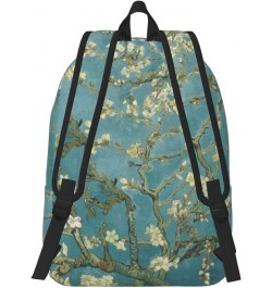 Almond Blossom Print Unisex Canvas Backpack Cute Backpack For Travel Sports Casual Aesthetic Backpack Black Small $21.11 Back...