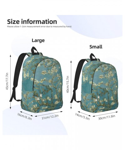 Almond Blossom Print Unisex Canvas Backpack Cute Backpack For Travel Sports Casual Aesthetic Backpack Black Small $21.11 Back...