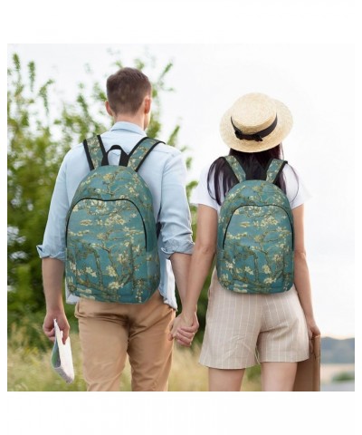 Almond Blossom Print Unisex Canvas Backpack Cute Backpack For Travel Sports Casual Aesthetic Backpack Black Small $21.11 Back...