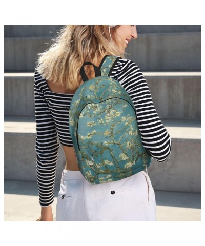 Almond Blossom Print Unisex Canvas Backpack Cute Backpack For Travel Sports Casual Aesthetic Backpack Black Small $21.11 Back...