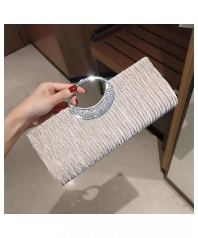 Womens Evening Bag Glitter Clutch Evening Small Clutch Women's Bag Banquet Celebrity Clutch Bag Accessories Apricot $26.34 Ev...