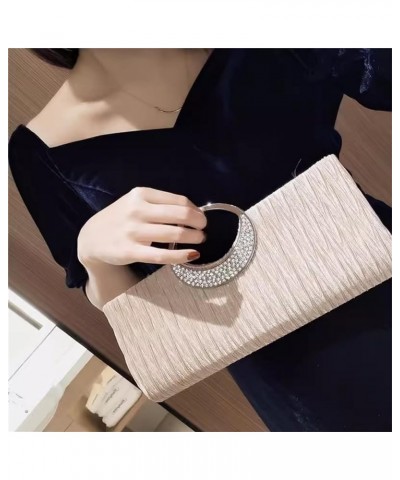 Womens Evening Bag Glitter Clutch Evening Small Clutch Women's Bag Banquet Celebrity Clutch Bag Accessories Apricot $26.34 Ev...