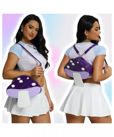 Cute Mushroom Backpack Purse Shoulder Bag for Women Funny Shaped Purses and Handbags Novelty Crossbody Bag Purple $17.35 Back...