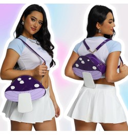 Cute Mushroom Backpack Purse Shoulder Bag for Women Funny Shaped Purses and Handbags Novelty Crossbody Bag Purple $17.35 Back...