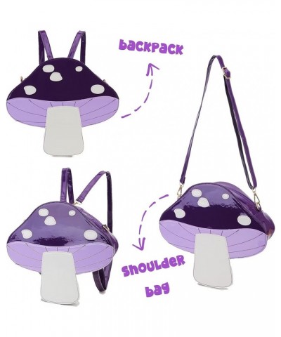 Cute Mushroom Backpack Purse Shoulder Bag for Women Funny Shaped Purses and Handbags Novelty Crossbody Bag Purple $17.35 Back...