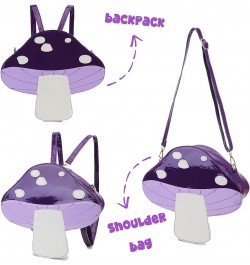 Cute Mushroom Backpack Purse Shoulder Bag for Women Funny Shaped Purses and Handbags Novelty Crossbody Bag Purple $17.35 Back...