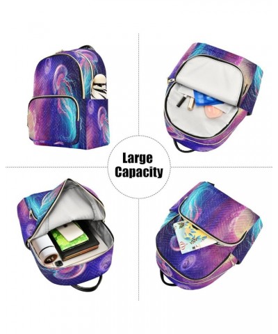 Backpack Purse for Women Space Galaxy Planets Jellyfish, Mini Fashion Backpack Lightweight Casual Daypack Shoulder Bag Travel...