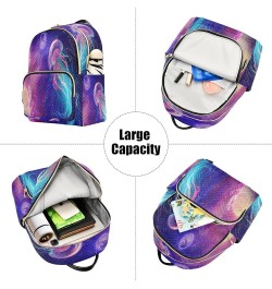 Backpack Purse for Women Space Galaxy Planets Jellyfish, Mini Fashion Backpack Lightweight Casual Daypack Shoulder Bag Travel...