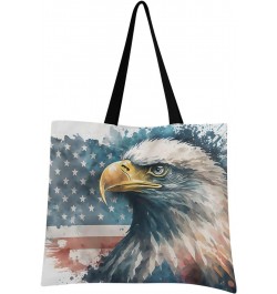 Large Canvas Tote Bag Aesthetic for Women Eagle Usa Map Print with Inner Pocket, Big Storage Shoulder Bag Grocery Bag Purse f...