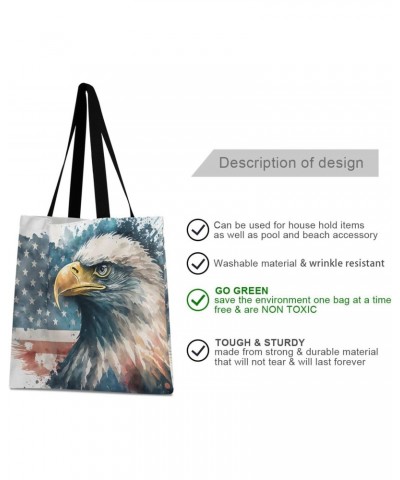 Large Canvas Tote Bag Aesthetic for Women Eagle Usa Map Print with Inner Pocket, Big Storage Shoulder Bag Grocery Bag Purse f...