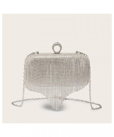 Women Luxury Tassel Evening Clutch Bag Rhinestones Wedding Purse Handbag 1-silver $8.80 Evening Bags