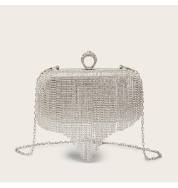 Women Luxury Tassel Evening Clutch Bag Rhinestones Wedding Purse Handbag 1-silver $8.80 Evening Bags